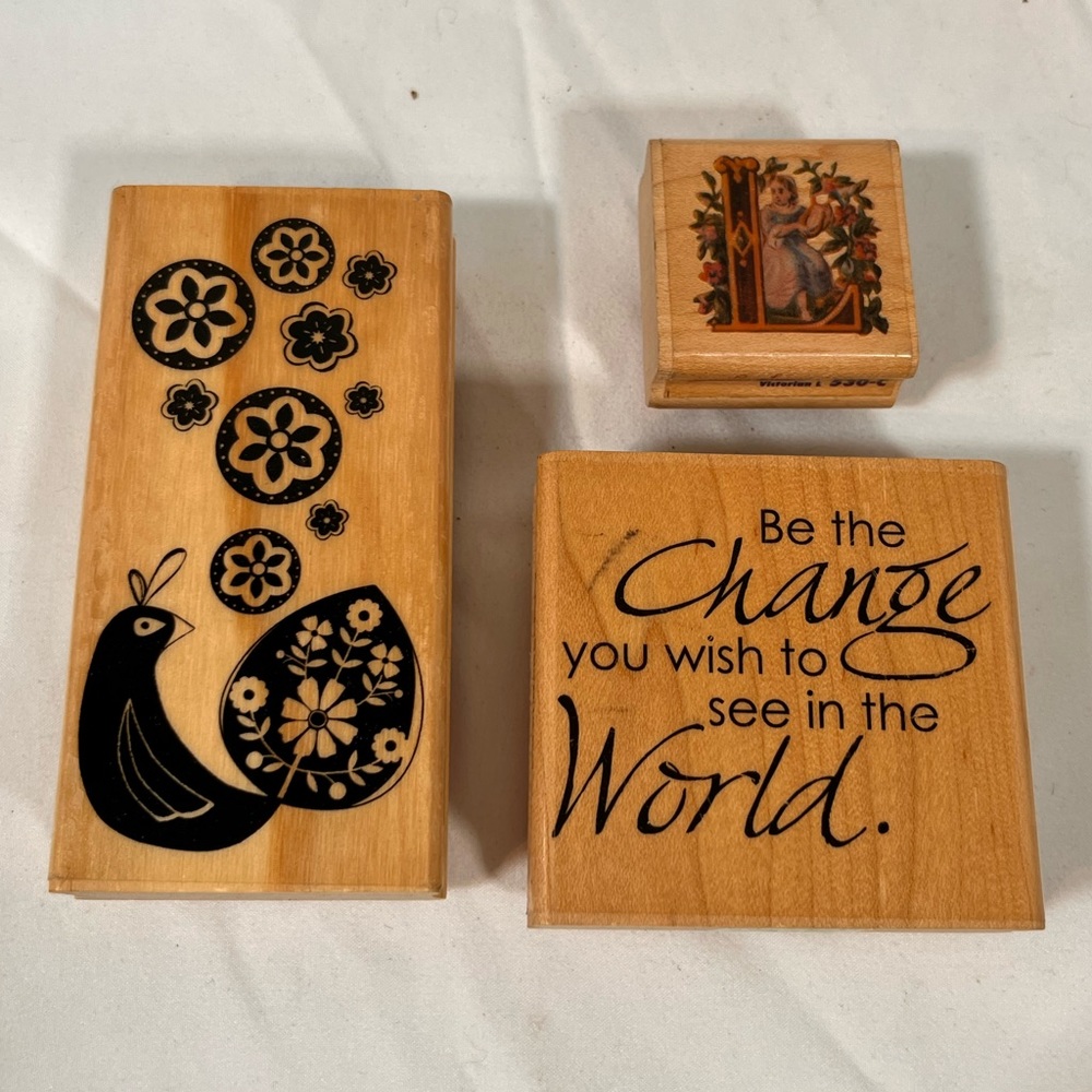 Lot Of 3 Rubber Stamps Stampin Up Peacock Victorian Rubber Stampede Quote